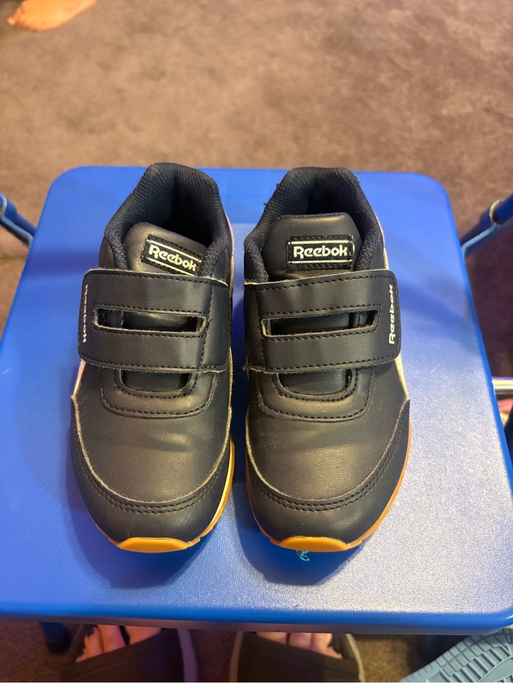 Reebok Kids Navy Sneakers with white Accents Velcro